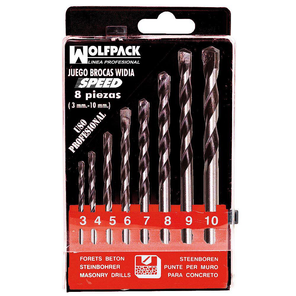 Estuche Brocas Alpen Widia Long Life 8 Piezas.<br />- Brocas de metal duro con aleación de Widia (Carburo de Tungsteno), aportando una gran dureza y duración.<br />- Indicada para el taladrado de percusión y la perforación de muros y piedra natural.<b