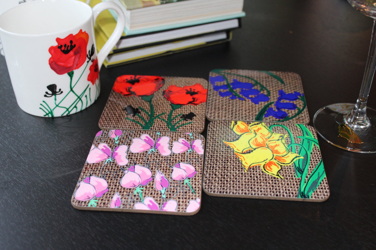 Floral Coasters Set of 4 Lifestyle