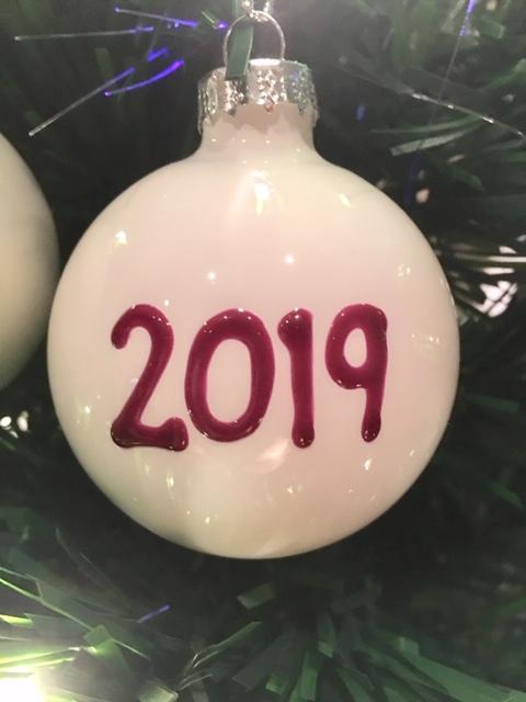 Personalised Baby's First Xmas Bauble: Magenta