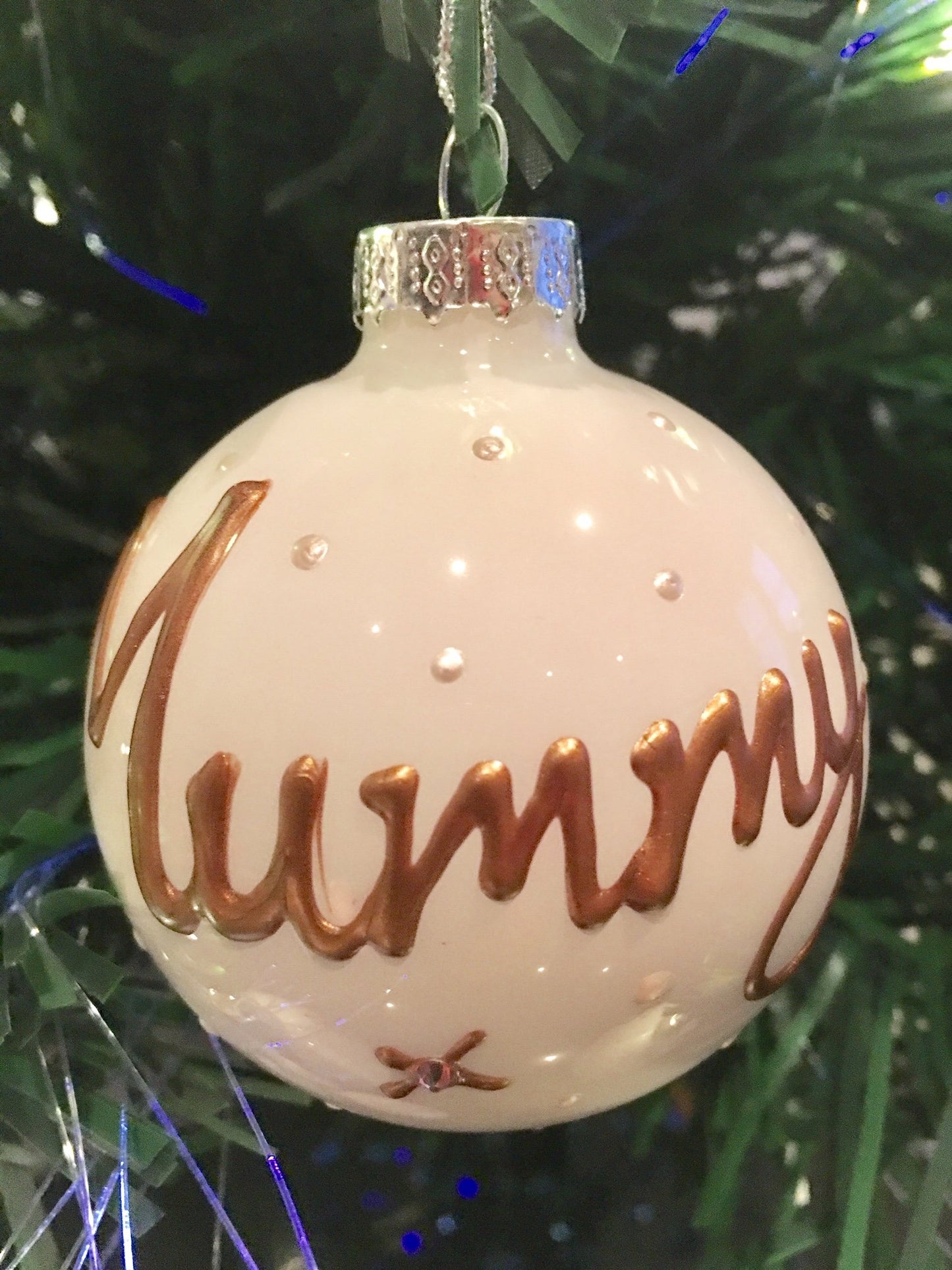 Personalised Name Xmas Bauble: Silver
