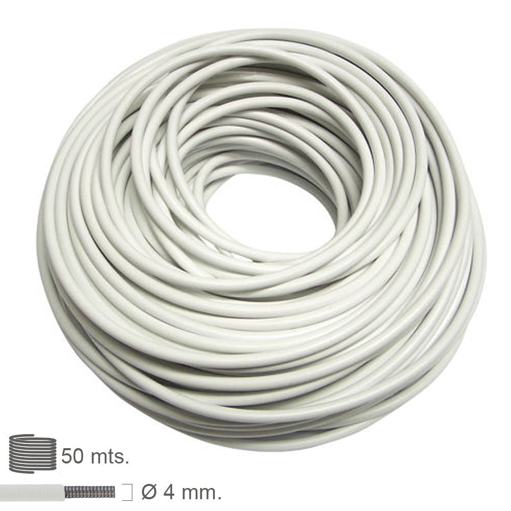 Carrete alambre Maurer.<br />- Plastificado.<br />- Medida: 1,2 mm.<br />- Color blanco.<br />- Rollo 50 metros.<br />- Articulo tambiÃ©n conocido como alambre tendedero, alambre tender.<br />- Este alambre NO ES INOXIDABLE PUEDE OXIDARSE.