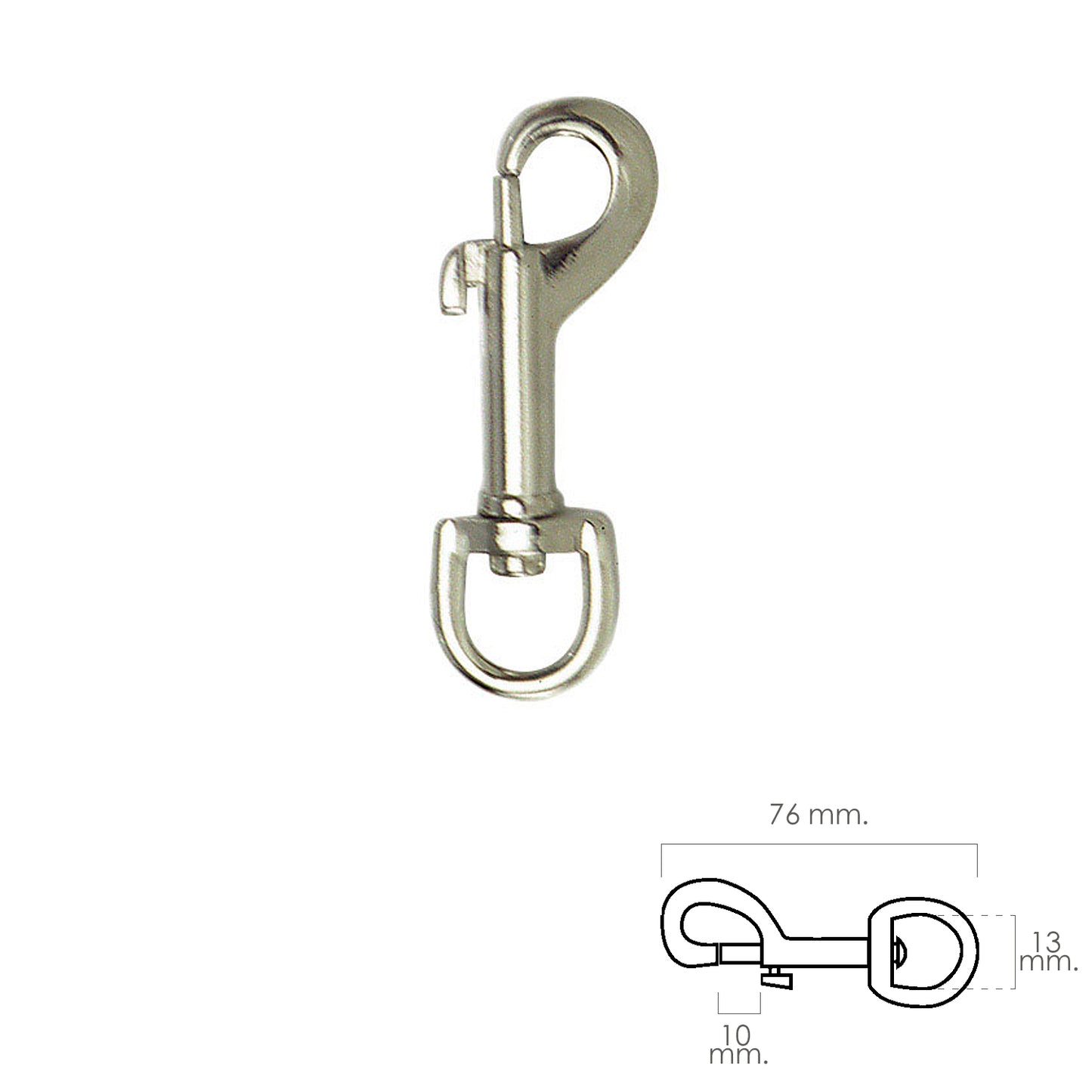 MosquetÃ³n bombero con seguro  <br />- Medida: 11 x 120 mm.<br />- Realizado en acero zincado.<br />- Con virola de seguridad.<br />- Uso domestico.<br />- No debe usarse en tareas profesionales tales como, arrastre, o sujeciÃ³n de cargas.
