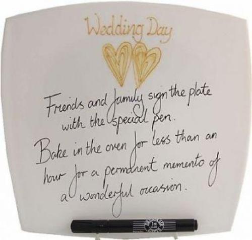 Wedding Day Plate Square (Gold Hearts)