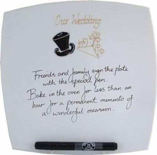 Personalised Our Wedding Plate Square (Hat & Tiara Hearts)