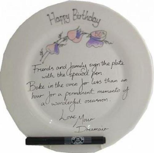 50th Birthday Gift Square Plate Sweet Pea