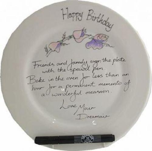 60th Birthday Gift Square Plate Sweet Pea