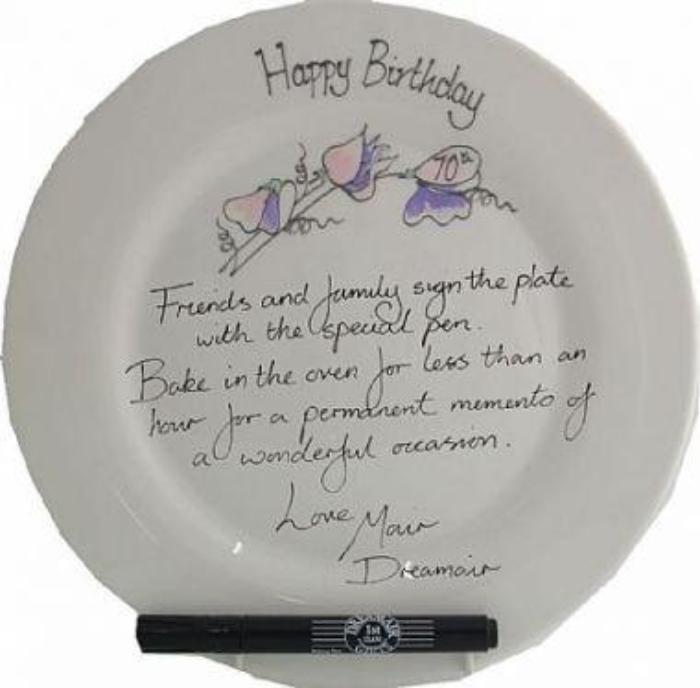 70th Birthday Gift Square Plate Sweet Pea