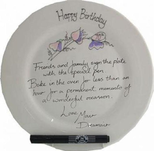 70th Birthday Gift Square Plate Sweet Pea