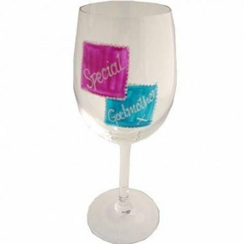 Special Godmother Gift Wine Glass: (Mag/Teal)