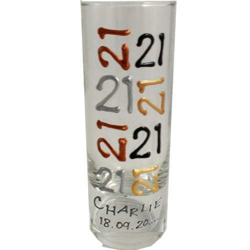 Personalised 21st Birthday Shot Glass: (brush)