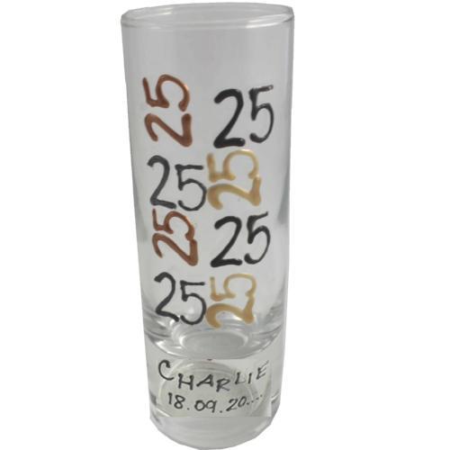 personalised 25th birthday shot glass