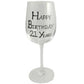 21st Birthday Wine Glass Blk/Sil