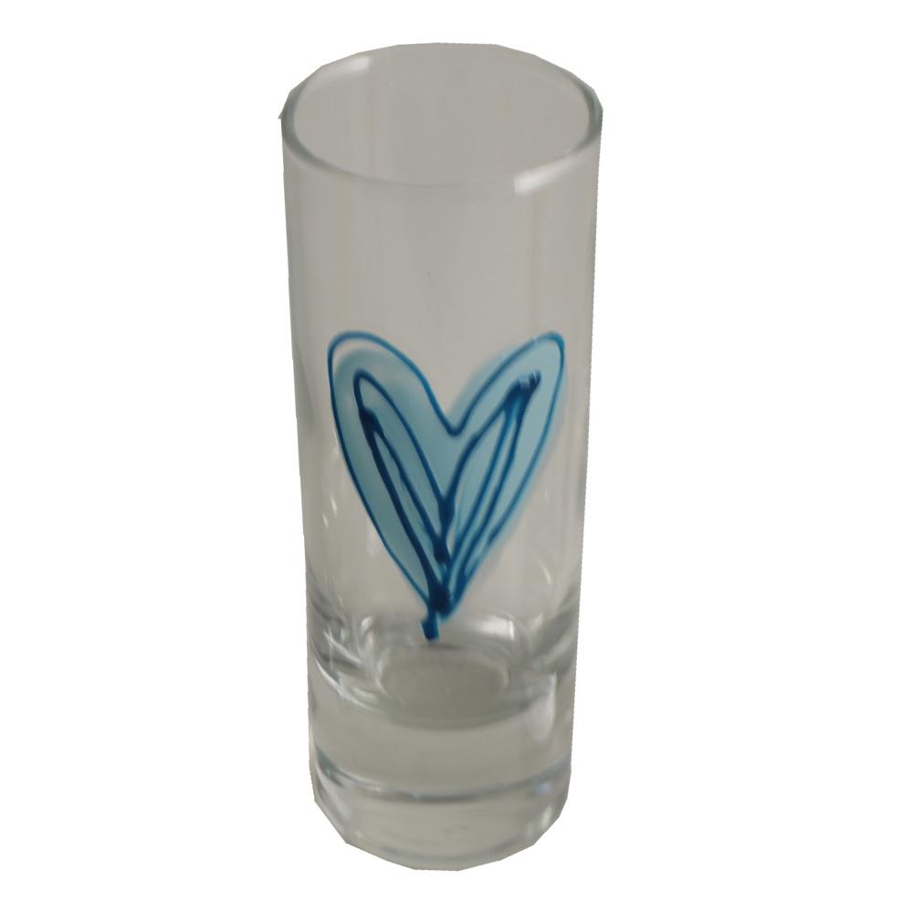 Heart Design Gift Shot Glass: (Blue)