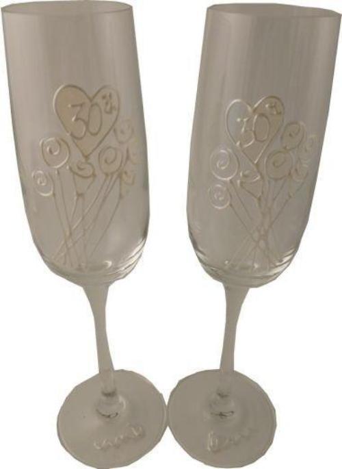 30th Wedding Anniversary Champagne Glasses Flower