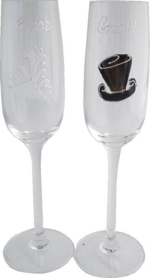 Wedding Gift Champagne Glasses Hat & Tiara