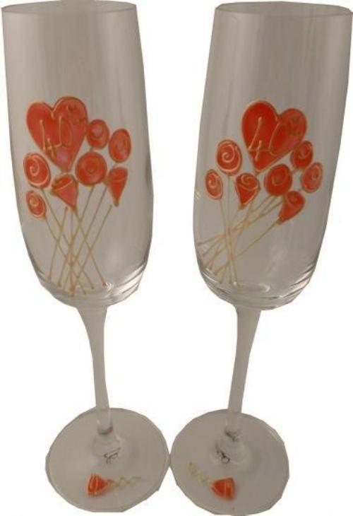 40th Wedding Anniversary Champagne Glasses Flower
