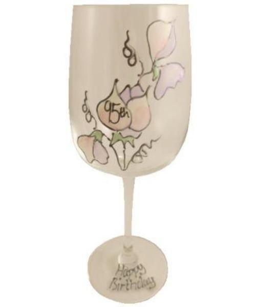 95th Birthday Wine Glass Sweet Pea