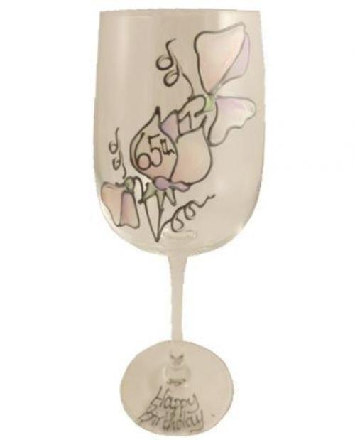 65th Birthday Wine Glass Sweet Pea