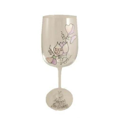 55th Birthday Wine Glass Sweet Pea