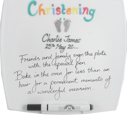 Personalised Christening Plate Square (Brush)