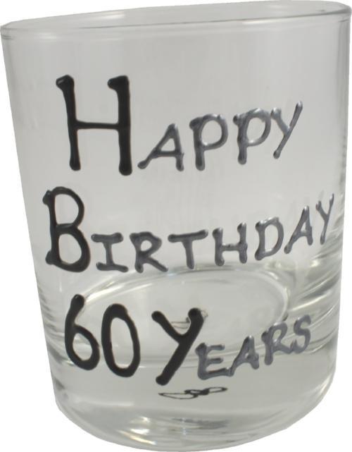 60th Birthday Whisky Glass Blk/Sil