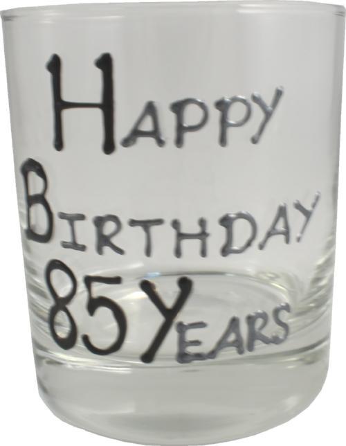 85th Birthday Whisky Glass Blk/Sil