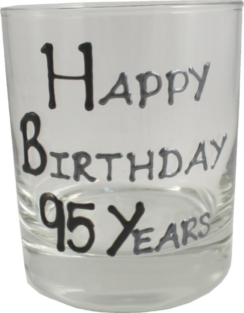 95th Birthday Whisky Glass Blk/Sil