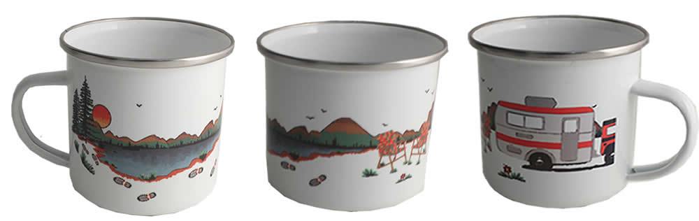 Personalised Caravan Gift Enamel Mug: