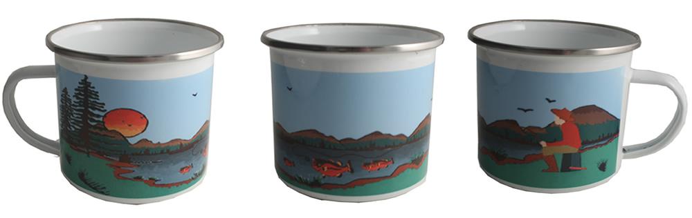 Personalised Fishing Gift Enamel Mug: