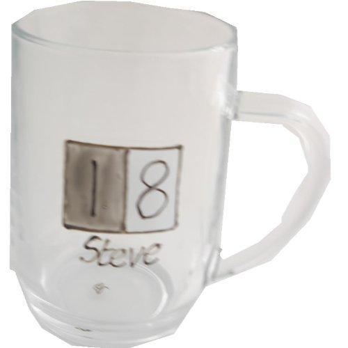 18th Birthday Gift Glass Tankard: (Grey Sq)