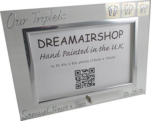 Our Triplets Gift photo frame: cream square (Land)
