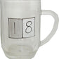 18th Birthday Gift Glass Tankard: (Grey Sq)