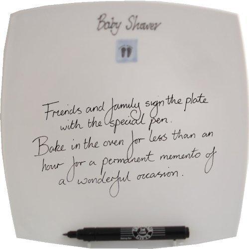 Baby Shower Gift Signing Plate: Blue (Sq)