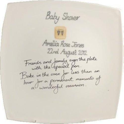 Baby Shower Gift Signing Plate: Blue (Sq)