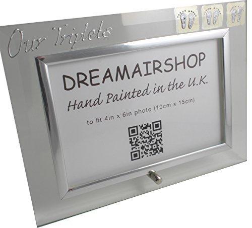 Our Triplets Gift photo frame: cream square (Land)
