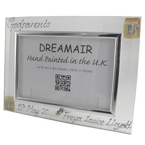 Personalised Godparents Gift Photo Frame: Land (Coffee/Hearts)