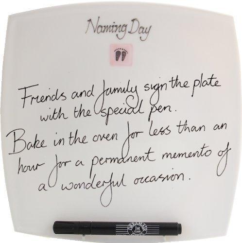 Naming Day Baby Signature Plate: Pink(sq)