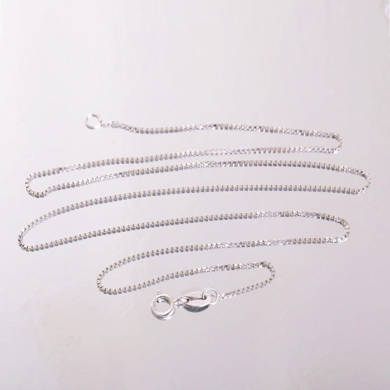 Simple Clavicle Box Chain 925 Sterling Silver Necklace