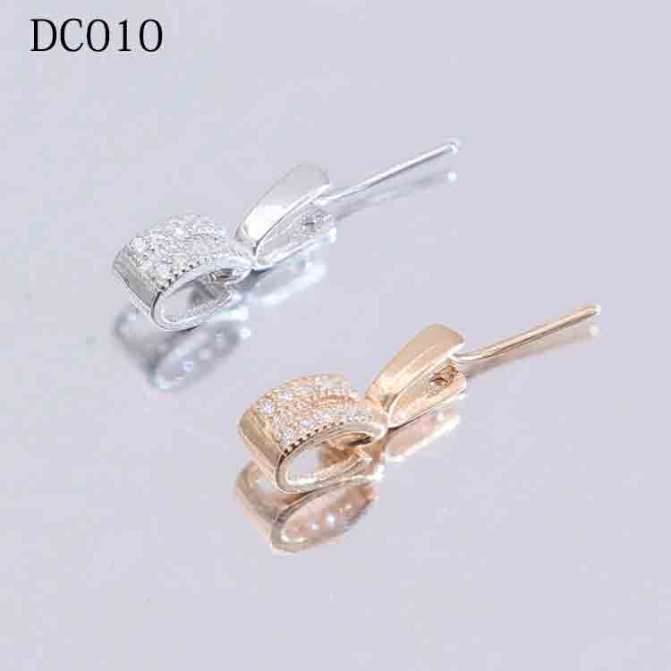 Fashion CZ Waterdrop Leave Numbers Geometric 925 Sterling Silver Pendant Clip