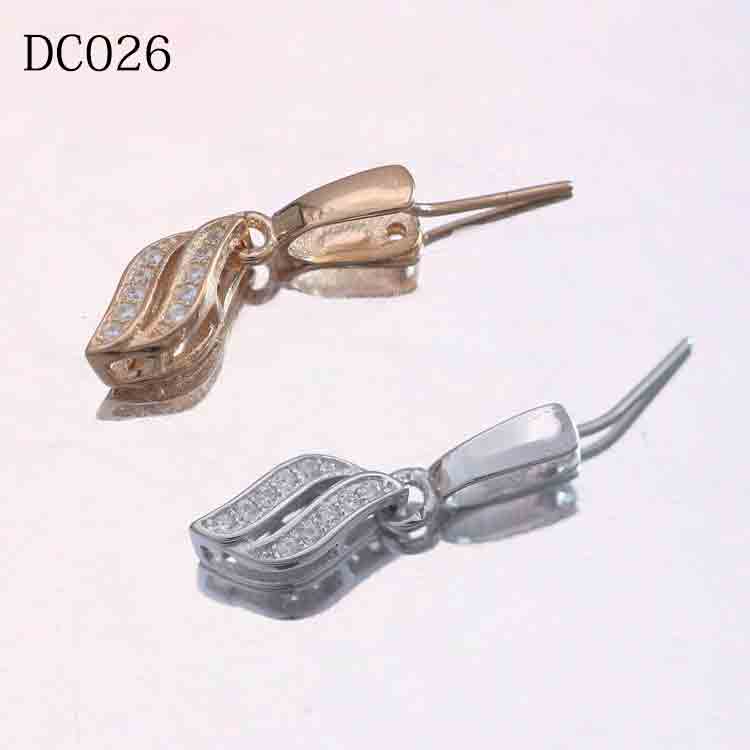 Fashion CZ Waterdrop Leave Numbers Geometric 925 Sterling Silver Pendant Clip