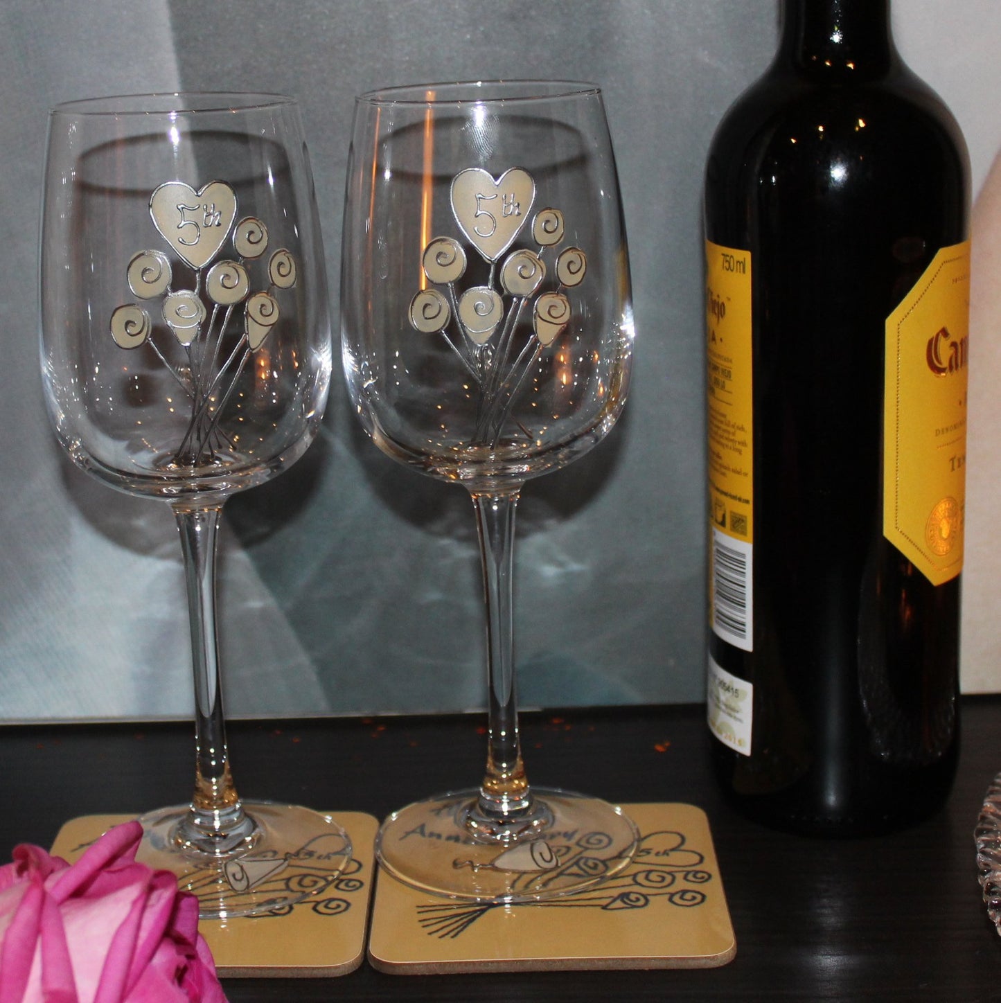 5th wedding anniversary wine glasses