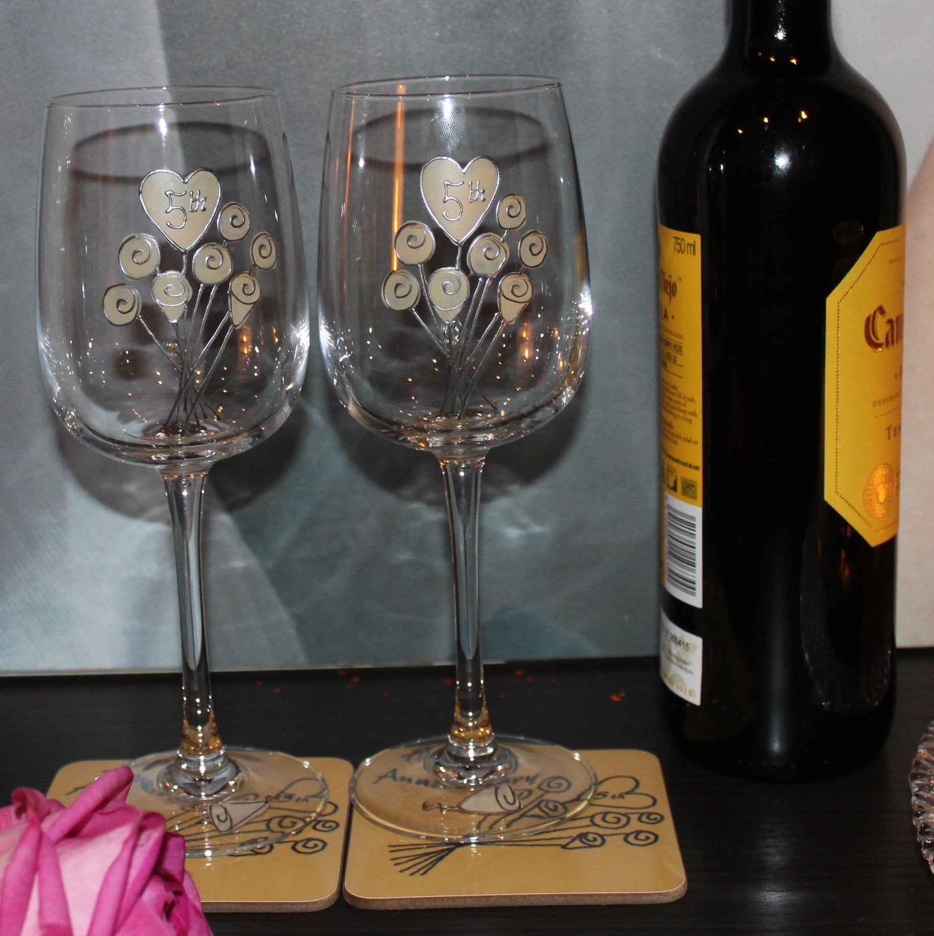 5th wedding anniversary wine glasses