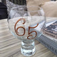 65th Birthday Gin and Tonic Glass: with Crystals (Magenta)