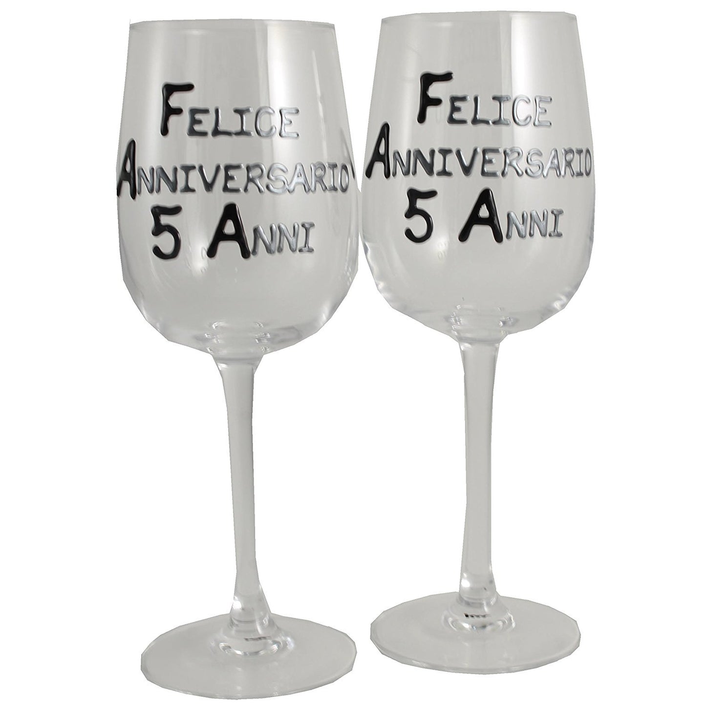 Coppia di bicchieri da vino 5ŒÁ Anniversario - 5th Anniversary Pair of Wine Glasses (Blk/Sil)