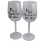 Un par de Copas de Vino Feliz Aniversario 35 Aí±os - 35th Wedding Anniversary Pair of Wine Glasses (Blk/Sil)