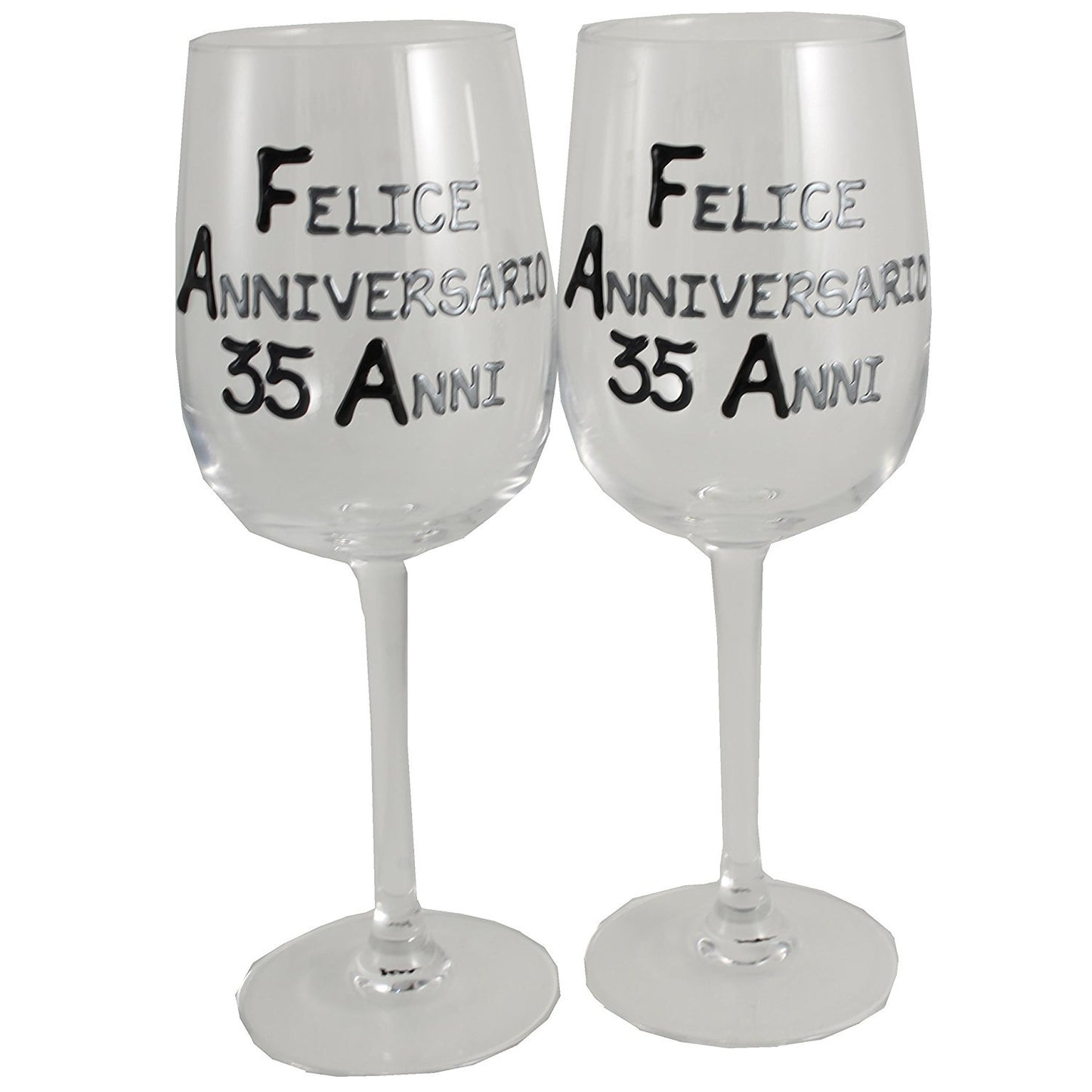 Coppia di bicchieri da vino 35ŒÁ Anniversario - 35th Anniversary Pair of Wine Glasses (Blk/Sil)