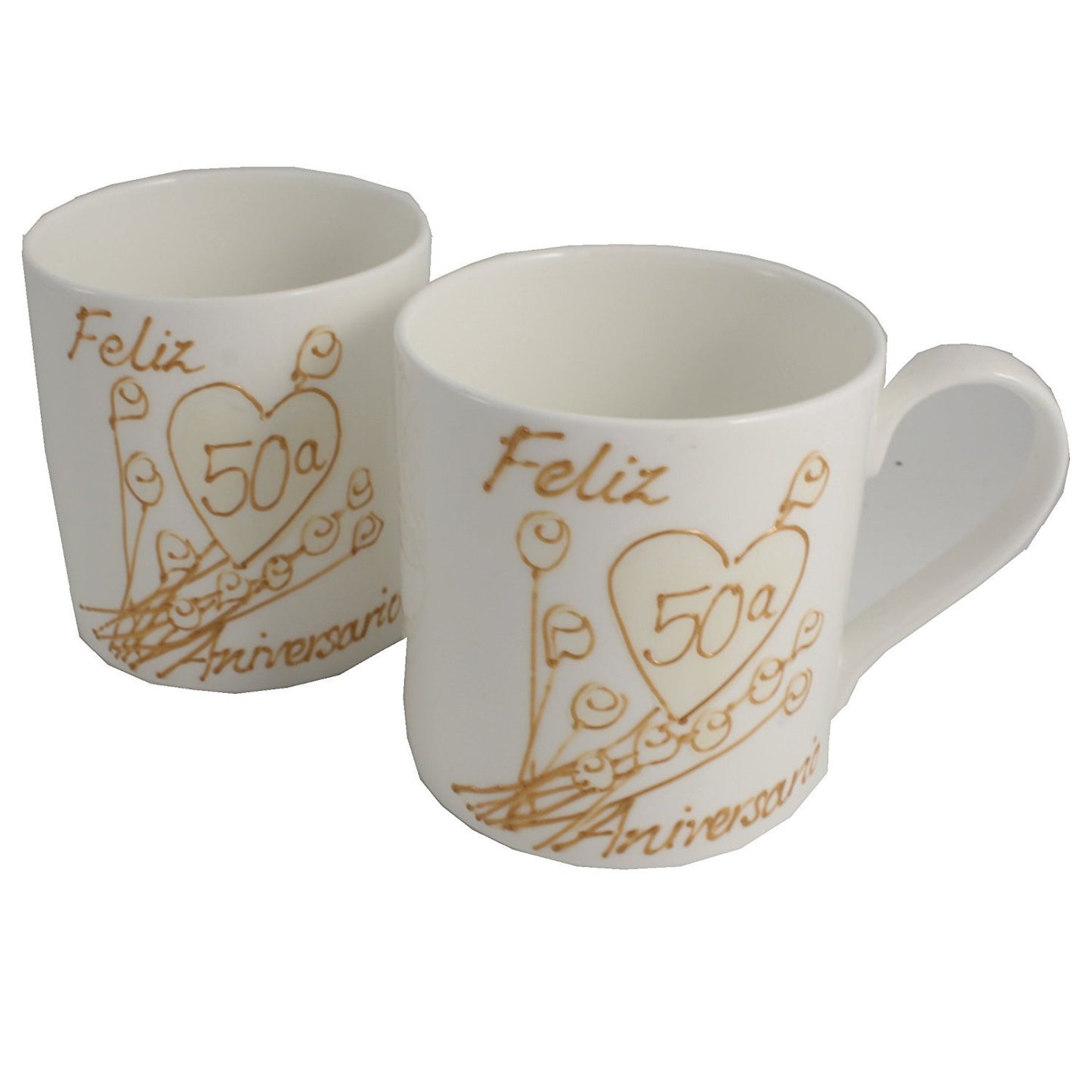 Par de China Tazas Feliz Aniversario 50 Aí±os - 50th Wedding Anniversary Pair of China Mugs  (Flower)