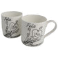 Par de China Tazas Feliz Aniversario 15 Aí±os - 15th Wedding Anniversary Pair of China Mugs  (Flower)