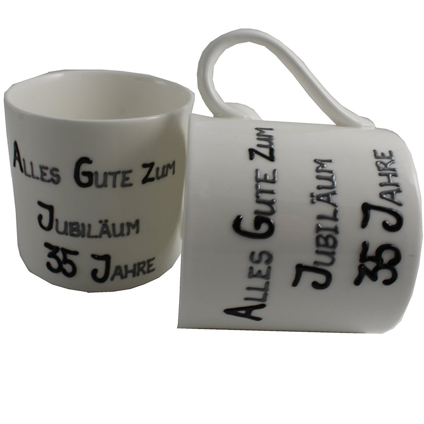 35 Jahre Alles Gute Zum Jubilí_um Paar Feines Bone China Becher - 35th Wedding Anniversary Fine Bone China Mugs (Blk/Sil)