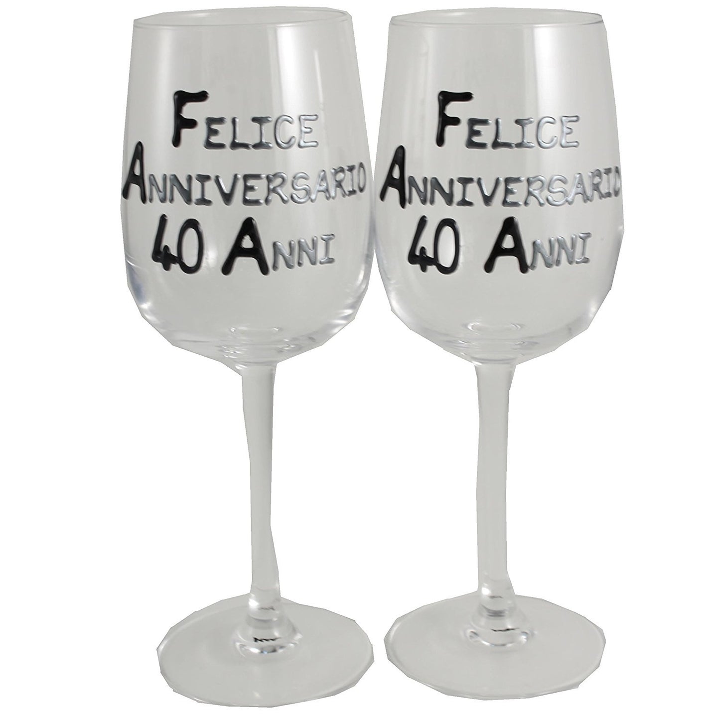 Coppia di bicchieri da vino 40ŒÁ Anniversario - 40th Anniversary Pair of Wine Glasses (Blk/Sil)